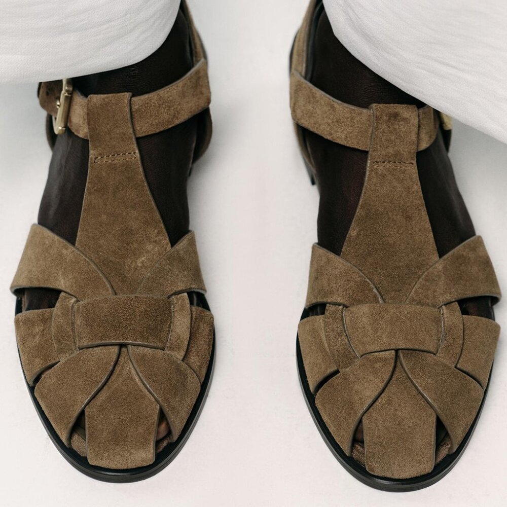 NEW ZARA split leather fisherman sandal 2538